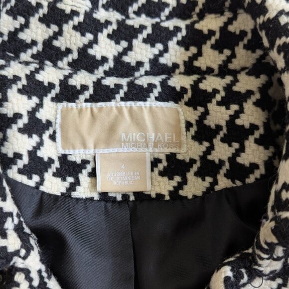Michael Kors Women's Wool Coat Size 4 Black & White Trench Coat - Picture 3 of 13
